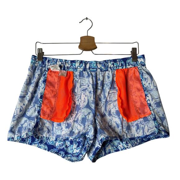 Lilly Pulitzer Medium 3" Nylon Run Around Shorts in Blue Elephant Get Trunky - Picture 8 of 11